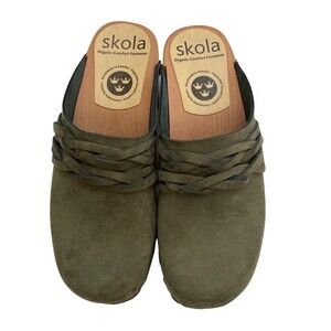 Skola Organic Handmade Annika Clogs Green Size  37 Or 6
